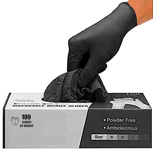 PANKTI Guantes desechables de nitrilo negro, sin látex