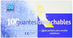 Marca 688-LUTM - Juego guante desechable latex talla -m blanco(100u)