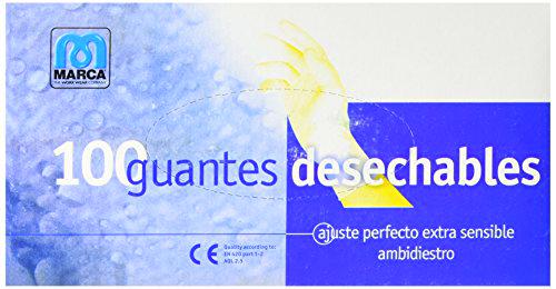 Marca 688-LUTM - Juego guante desechable latex talla -m blanco(100u)
