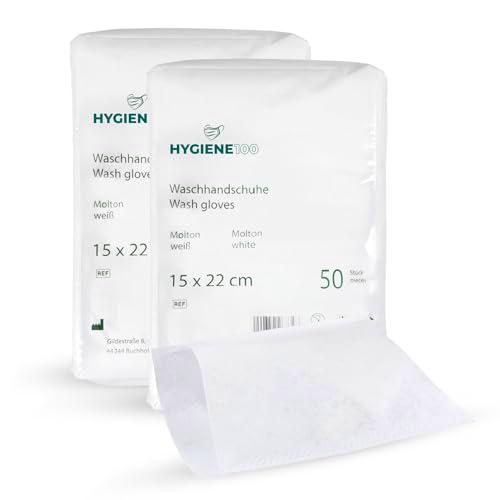 Hygiene100 Molton Premium - Guantes de lavado desechables para el cuidado íntimo y corporal