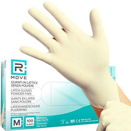 100 guantes de látex desechables 5,7 g sin polvo, alta sensibilidad tanto al tacto como a la palma