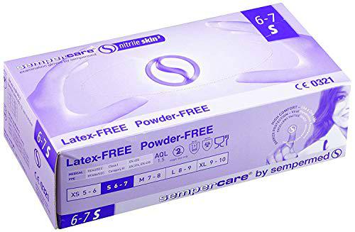 SEMPERCARE Guantes pequeños de nitrilo sin polvo, color azul