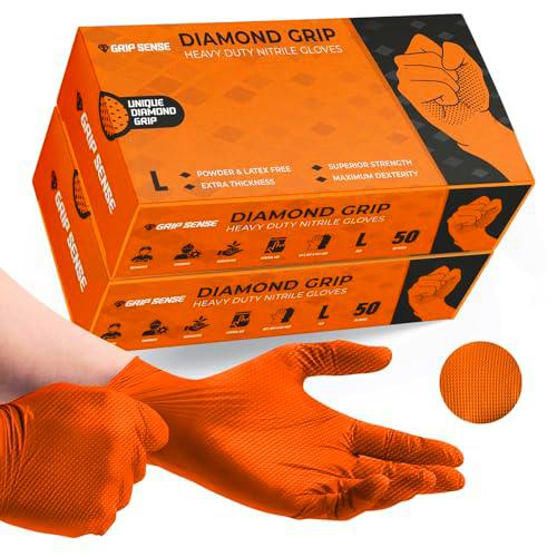 GripSense Guantes Nitrilo Talla L (2 Packs de 50) - Guantes Fregar Agarre de Diamante