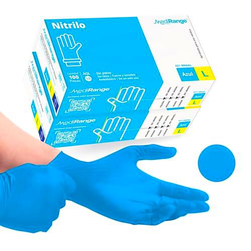 Farla Medical MediRange Guantes Nitrilo Talla L - Resistentes Guantes de Trabajo Azules Desechables