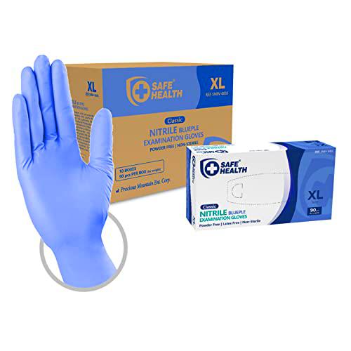 Safe Health Guantes Desechables de examen de Nitrilo Azul Púrpura Talla XL
