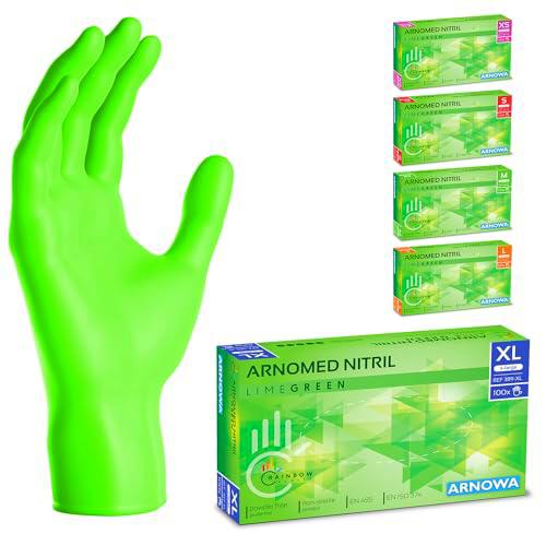 ARNOMED Guantes nitrilo talla XL, verdes, guantes de nitrilo