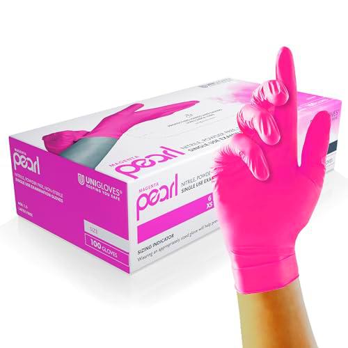 Unigloves Magenta Pearl Guantes de examen de nitrilo