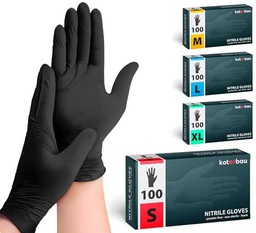 KOTARBAU® 100 piezas caja guantes desechables guantes de nitrilo guantes desechables S guantes negros guantes de goma desechables guantes de protección guantes de taller accesorios guantes de cocina