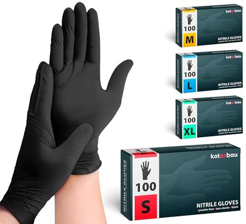 KOTARBAU® 100 piezas caja guantes desechables guantes de nitrilo guantes desechables S guantes negros guantes de goma desechables guantes de protección guantes de taller accesorios guantes de cocina
