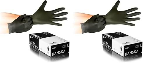 HANSKA Guantes desechables de nitrilo negros - Sin polvo