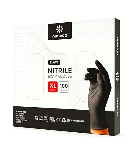 Kemes Guantes de nitrilo XL, negro, 100 unidades, sin látex