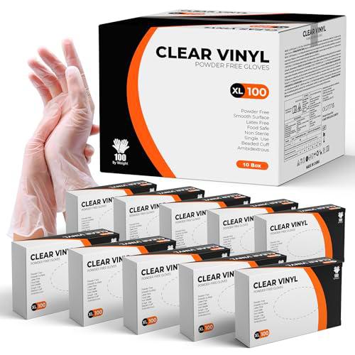 K-MART Gloveman - Guantes de vinilo transparente (caja de 1000) (XL)