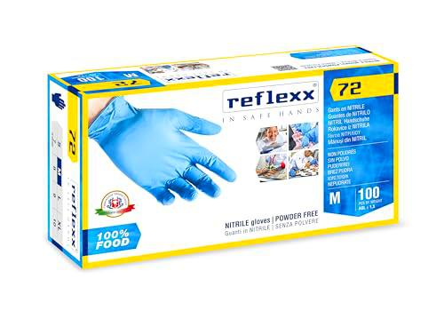 Reflexx - 100 guantes de nitrilo sin polvo, modelo R72