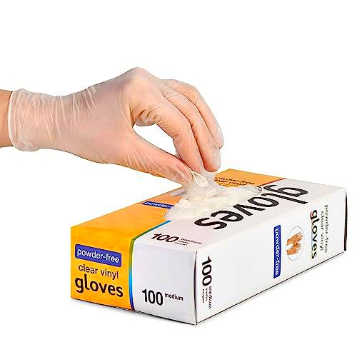 K-MART Guantes desechables, guantes de vinilo transparente desechables