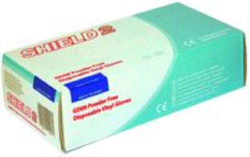 SHIELD HEA949 Guantes sin polvo, vinilo, grande, transparente (paquete de 1)