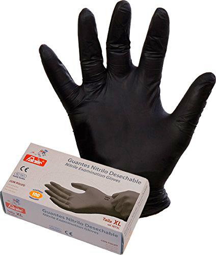 Faher - Guante Desechable Nitrilo Negro Sin Polvo T.S