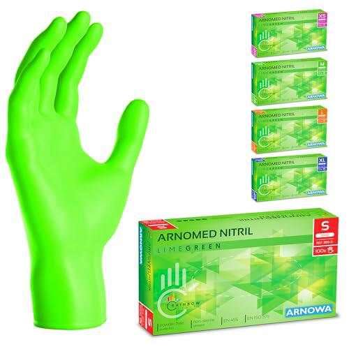 ARNOMED Guantes nitrilo talla S, verdes, guantes de nitrilo