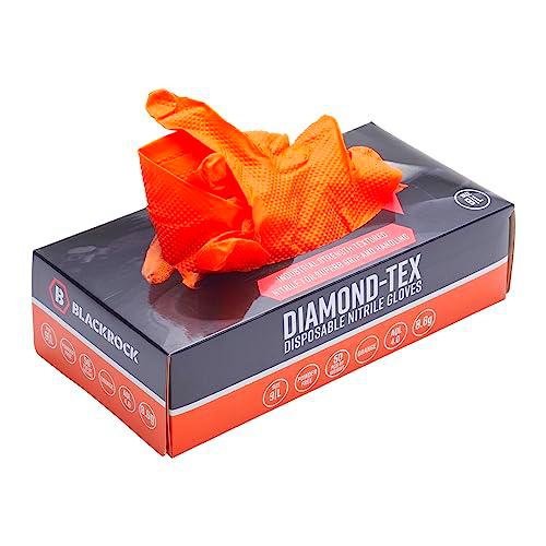 Blackrock Box 50 - Guantes desechables de nitrilo de nitrilo sin látex con textura de diamante