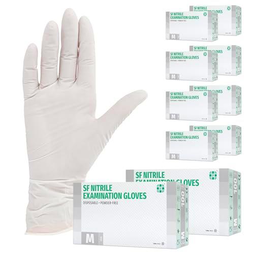 Guantes de nitrilo, 1000 pcs 10 cajas (M, Blanco), guantes de examen desechables