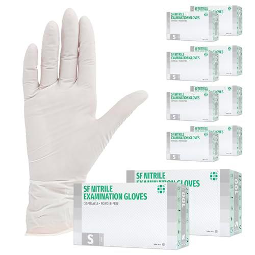 Guantes de nitrilo, 1000 pcs 10 cajas (S, Blanco), guantes de examen desechables
