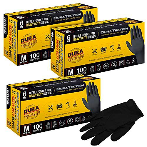 Dura-Gold Guantes desechables de nitrilo negro HD, 3 cajas de 100