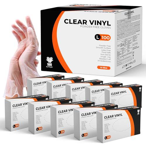 K-MART Gloveman - Guantes de vinilo transparente (caja de 1000) (L)