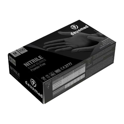 DEUSMED® Guantes desechables negros, guantes de nitrilo XL