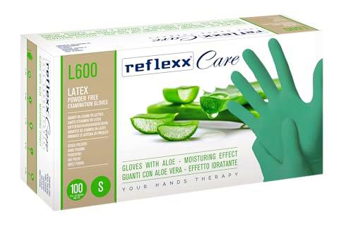 Reflexx L600/L Guantes desechables de látex con Aloe Vera