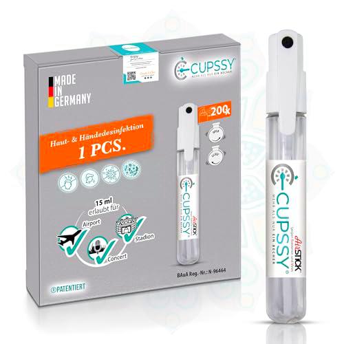 Desinfectante I Desinfectante de viaje para manos I Gadgets de viaje I Desinfectante para la piel I Desinfectante de manos 99% antibacteriano I agradable y suave I Cupssy AirStick 1x uds. 15ml