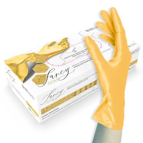 Unigloves FANCY Gold - Guantes desechables de nitrilo
