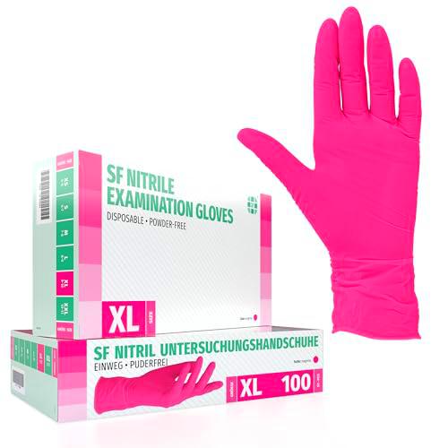 Oriplast Guantes desechables de nitrilo XL, magenta