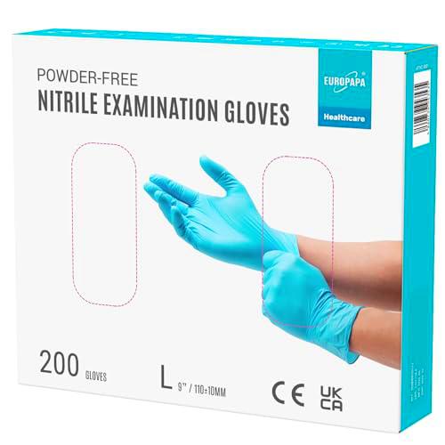 EUROPAPA® 200 Guantes De Nitrilo Desechables Que Cumplen Las Normas EN455 EN374