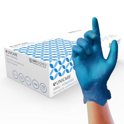 UNIGLOVES Unicare GS0082 Guantes de vinilo azul con polvo