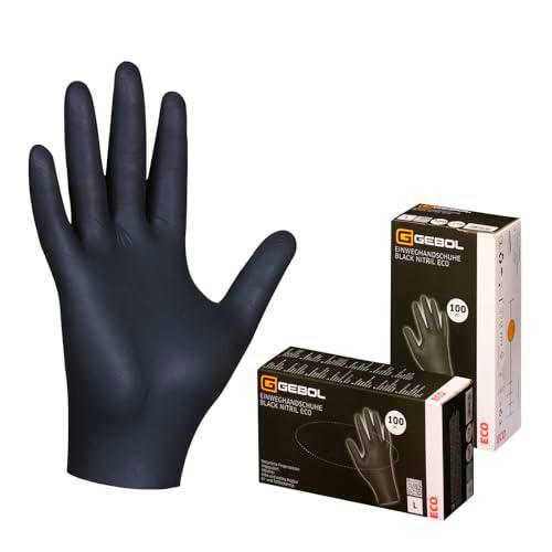 Gebol Black Nitrilo Eco - Guantes desechables sin polvo y sin látex