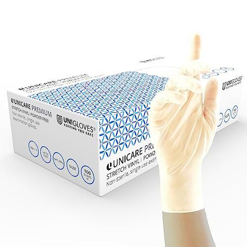 UNIGLOVES Unicare GU0072-A - Guantes desechables de vinilo elástico de alta calidad