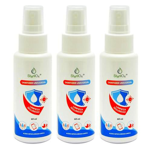 SterilOx Spray 3 x 60 ml - Solución Cosmética con Ácido Hipocloroso | Para Manos