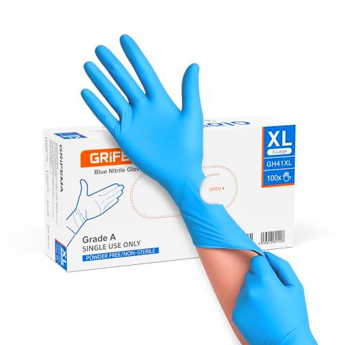 GRIFEMA Guantes de Nitrilo Azules - Talla XL - Alta Resistencia Química