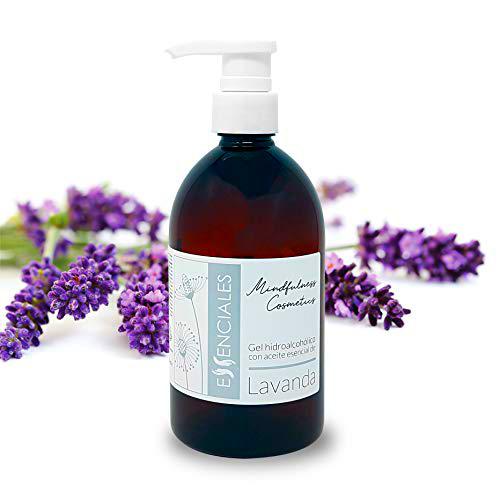 Essenciales - Gel Hidroalcóholico Desinfectante manos con Aceites Esenciales 100% puros (Aceite Esencial Lavanda, 500 ml)