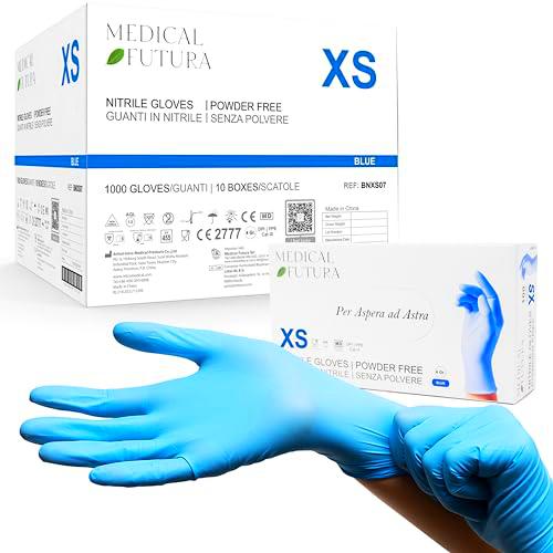 Medical Futura - 1000 Guantes de Nitrilo Desechables XS Azul