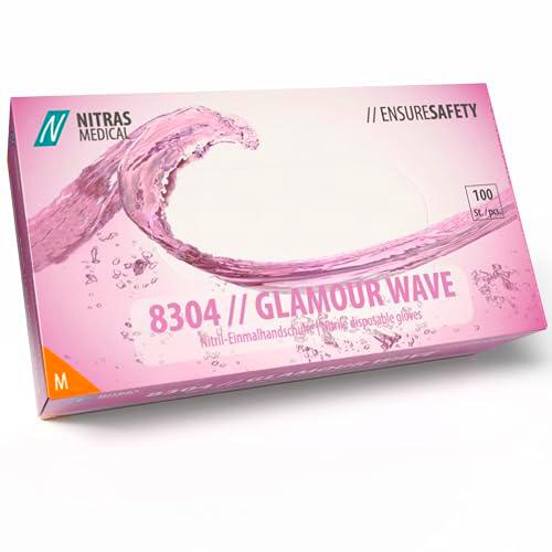 Nitras 8304 GLAMOUR Wave - Guantes desechables de nitrilo no estéril