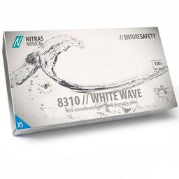 NITRAS White Wave 8310 - Guantes desechables sin polvo y extremadamente resistentes