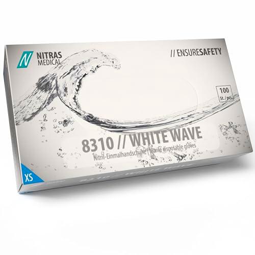 NITRAS White Wave 8310 - Guantes desechables sin polvo y extremadamente resistentes