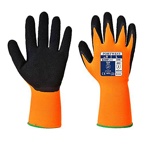 Portwest Guante Hivis Grip - Látex, Tamaño: S, Color: Naranja/Negro, A340ORBS