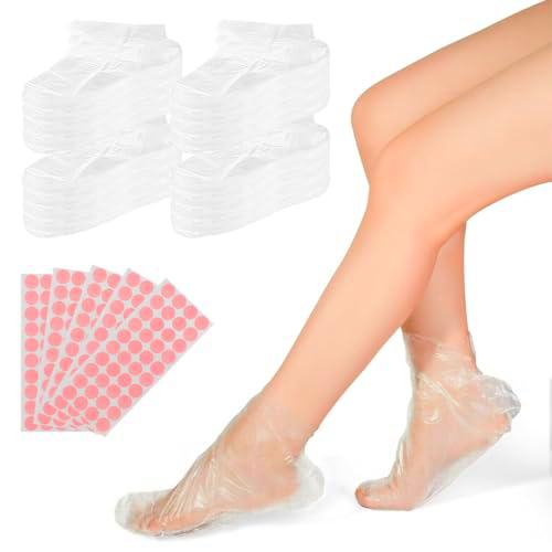 SGERUFZ 200 Pcs Forros de Baño de Cera para Pies Calcetines de Baño de Cubierta Térmica para Pies
