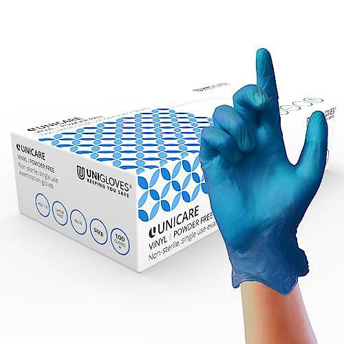 UNIGLOVES Unicare - Guantes de vinilo para examen, grado médico EN455