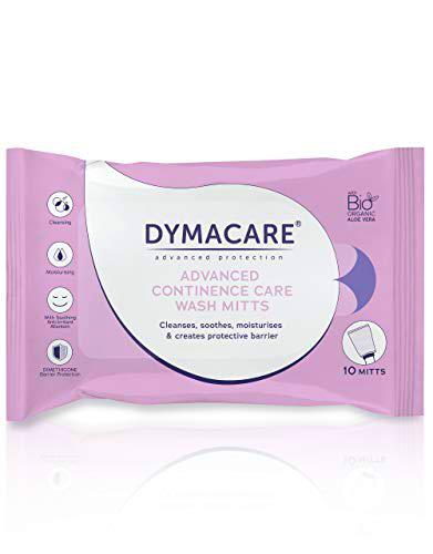 DYMACARE Advanced Continence Care Guantes Lavado | Premium sin fragancia para adultos Paños de limpieza piel incontinencia desechables con protección de barrera | Paquete 10 guantes (1 paquete)