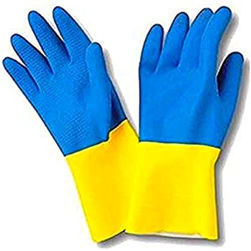 Sanyc Guante de Goma, Látex, Azul/Amarillo, M (Paquete de 1)