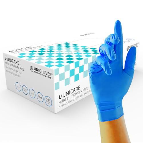 UNIGLOVES Unicare GS0032 Guantes de nitrilo desechables multiusos sin polvo
