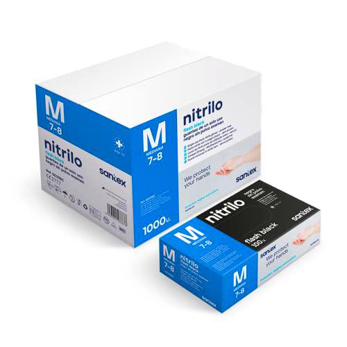 GUANTES NITRILO NEGRO SIN POLVO - TALLA M