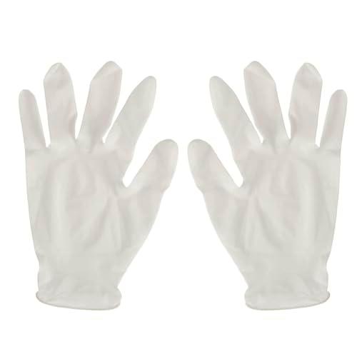 bricoleva.it Guantes Desechables de Látex Blanco Pack de 100 Piezas Guantes de Látex Elásticos para Laboratorios